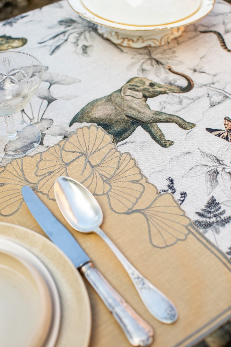 Set de table en lin enduit Ginkgo