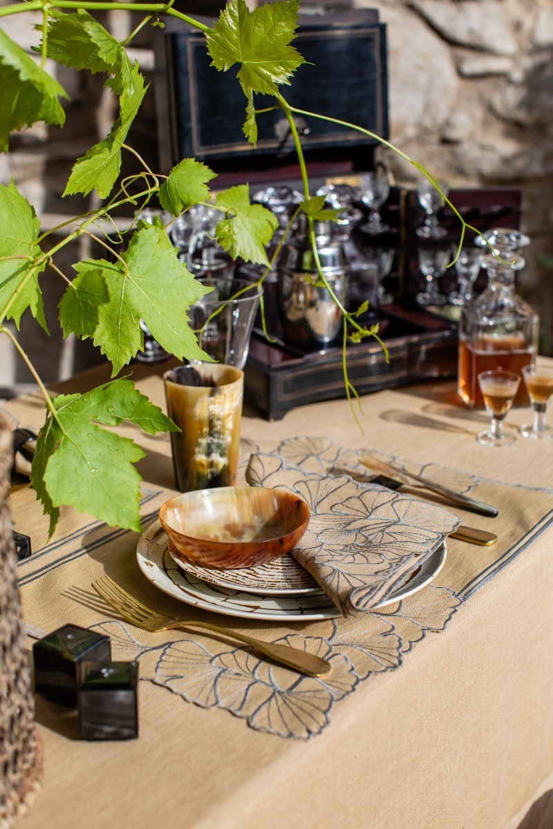 Set de table en lin enduit Ginkgo