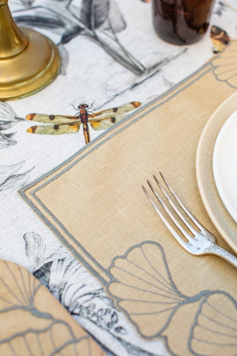 Set de table en lin enduit Ginkgo