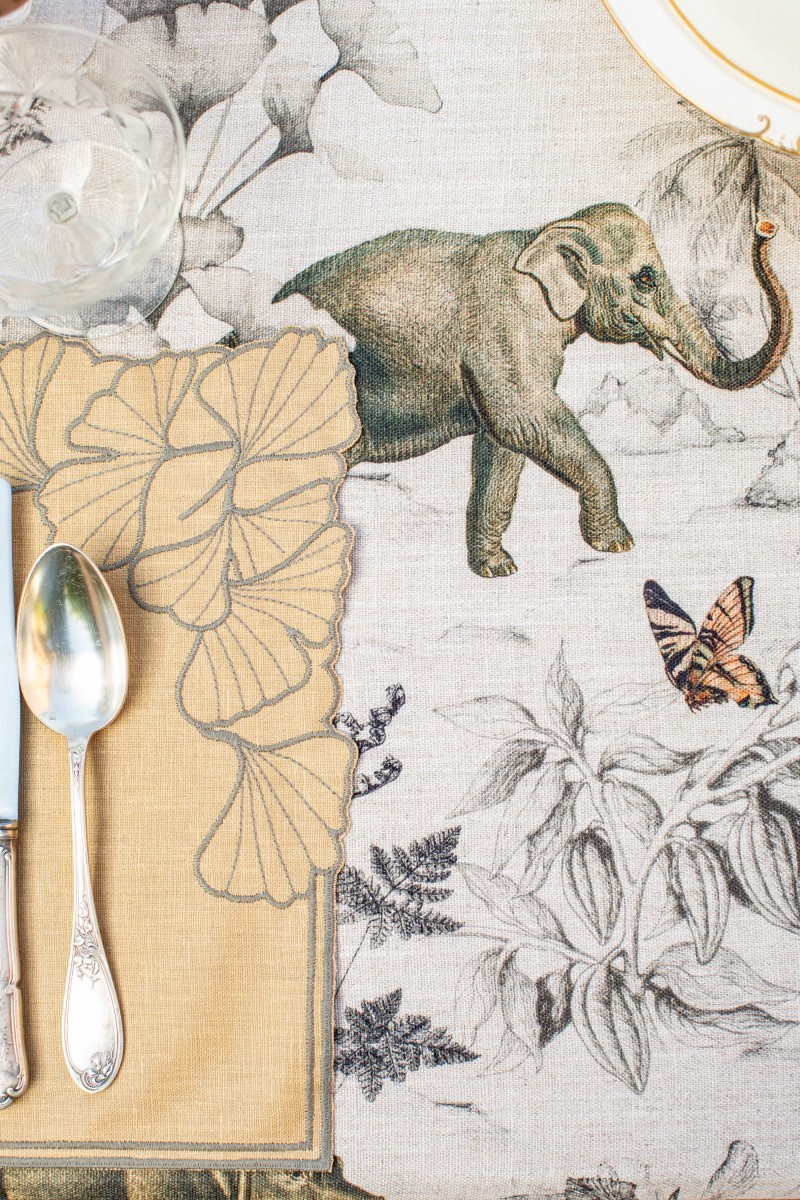 Set de table en lin enduit Ginkgo