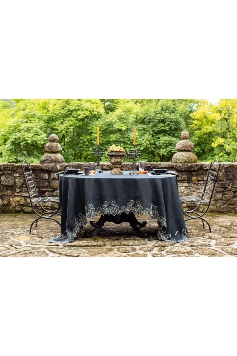 Ginkgo Linen Stain Resistant Tablecloth
