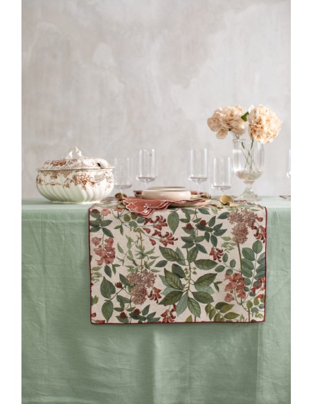 Chemin de table enduit en lin et viscose
