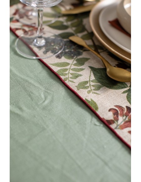 Chemin de table enduit en lin et viscose