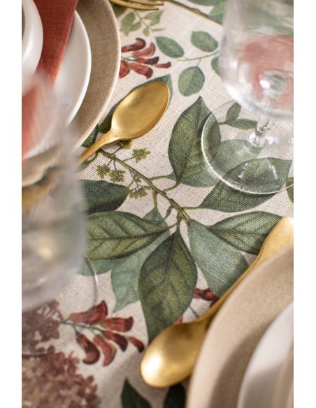 Chemin de table enduit en lin et viscose