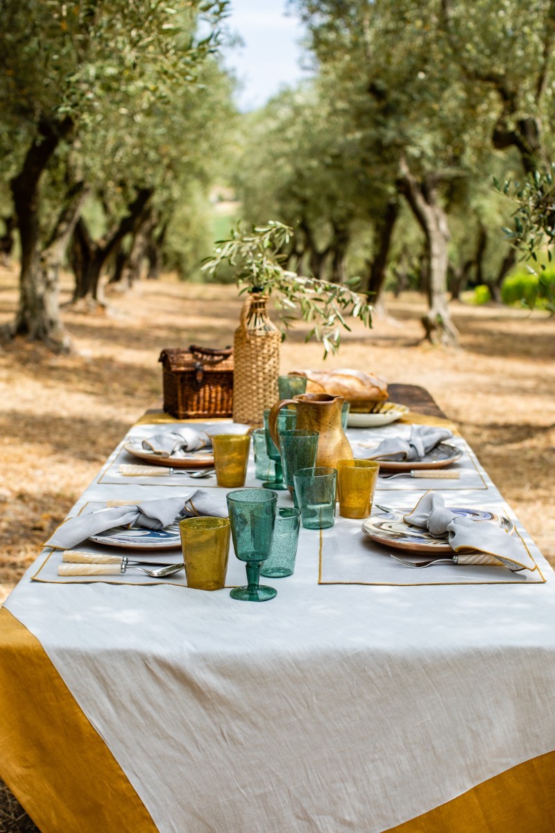 Stain Resistant Linen Bauhaus Tablecloth