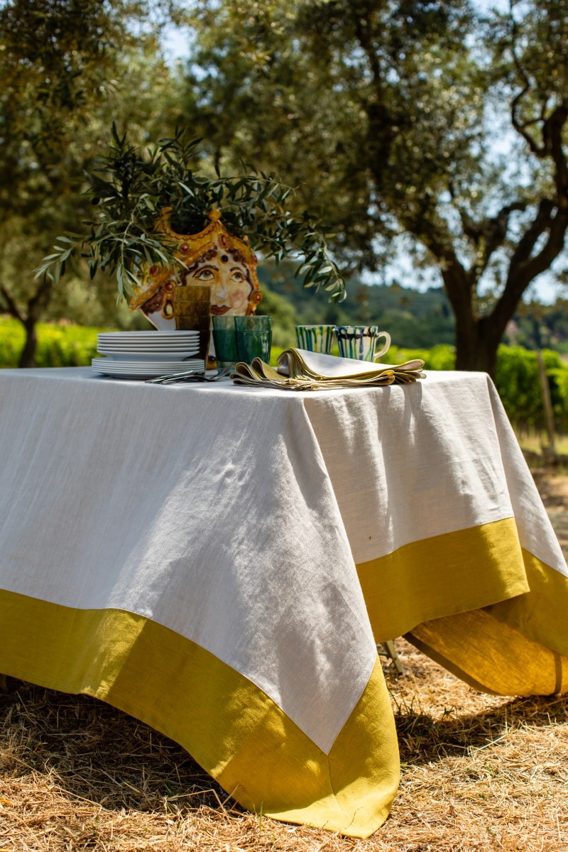 Stain Resistant Linen Bauhaus Tablecloth
