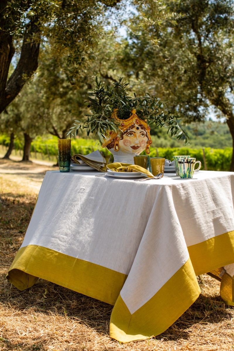 Stain Resistant Linen Bauhaus Tablecloth