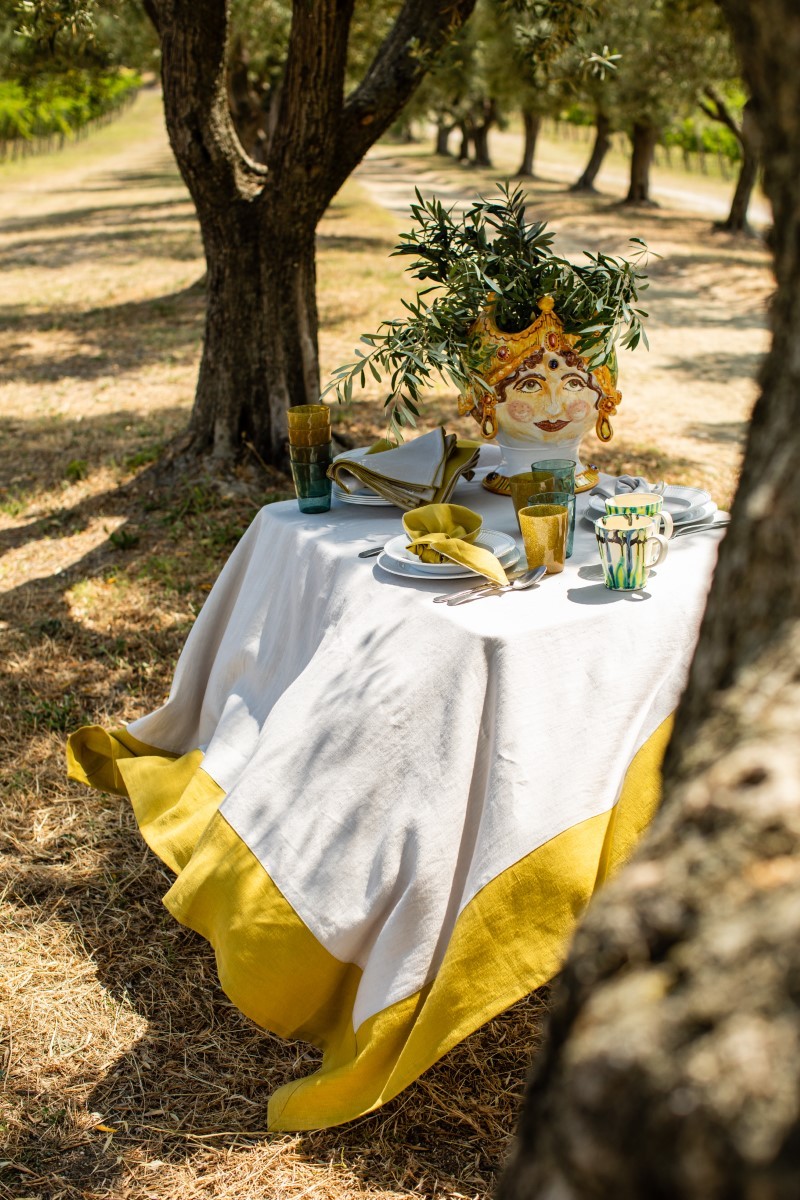 Stain Resistant Linen Bauhaus Tablecloth