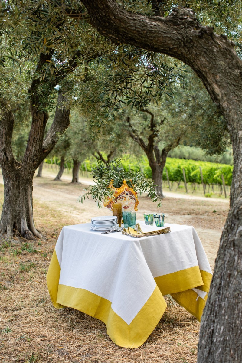 Stain Resistant Linen Bauhaus Tablecloth