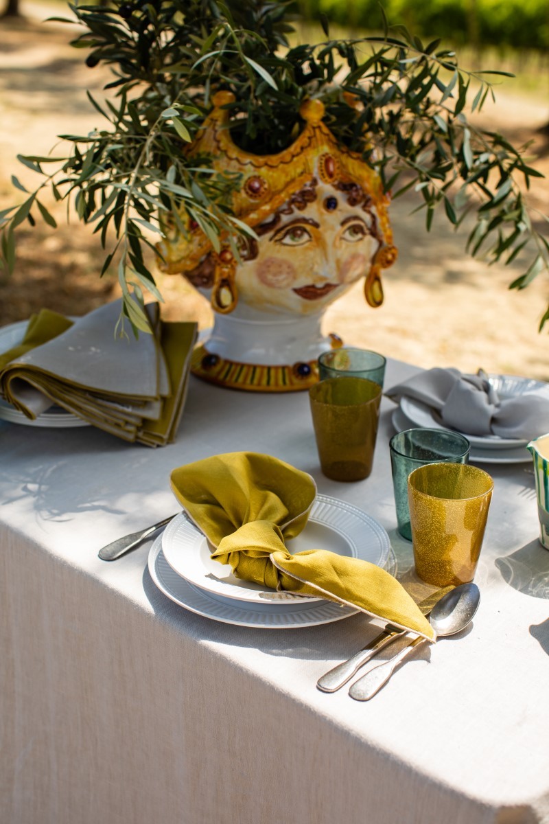 Stain Resistant Linen Bauhaus Tablecloth