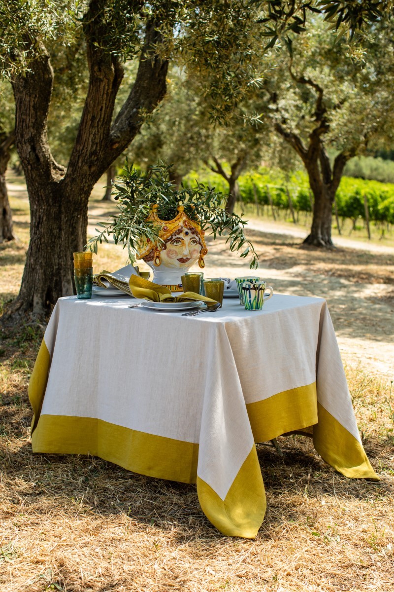 Stain Resistant Linen Bauhaus Tablecloth
