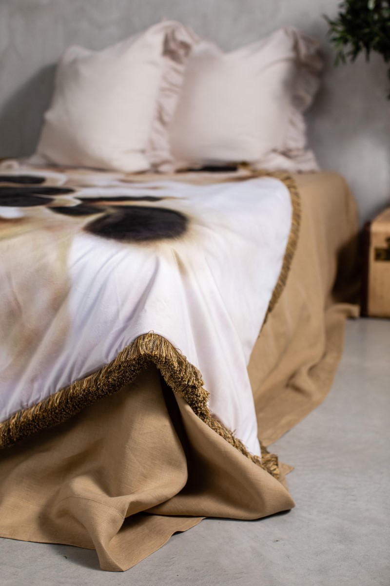 Couvre-lit à franges en velours Petals