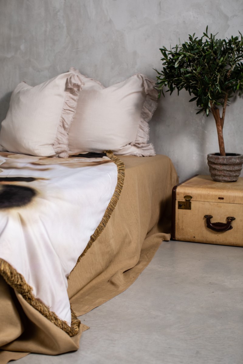 Couvre-lit à franges en velours Petals