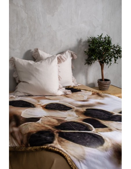 Couvre-lit à franges en velours Petals