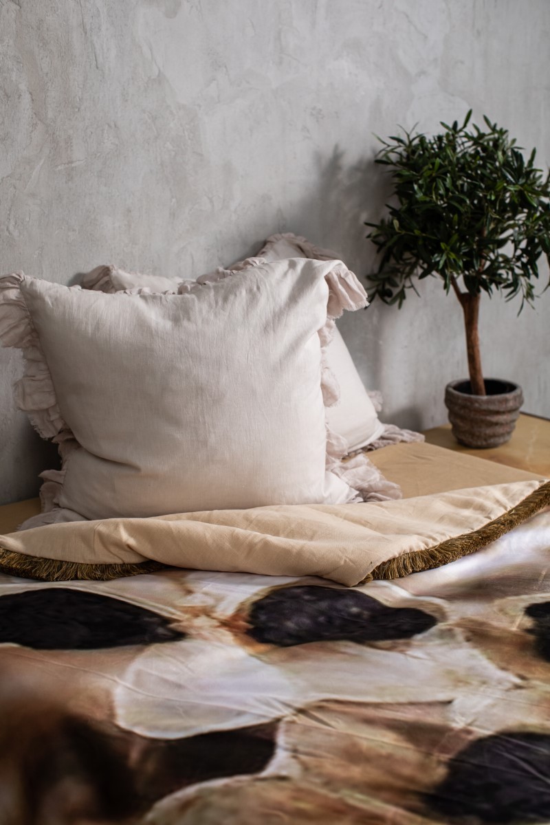 Couvre-lit à franges en velours Petals