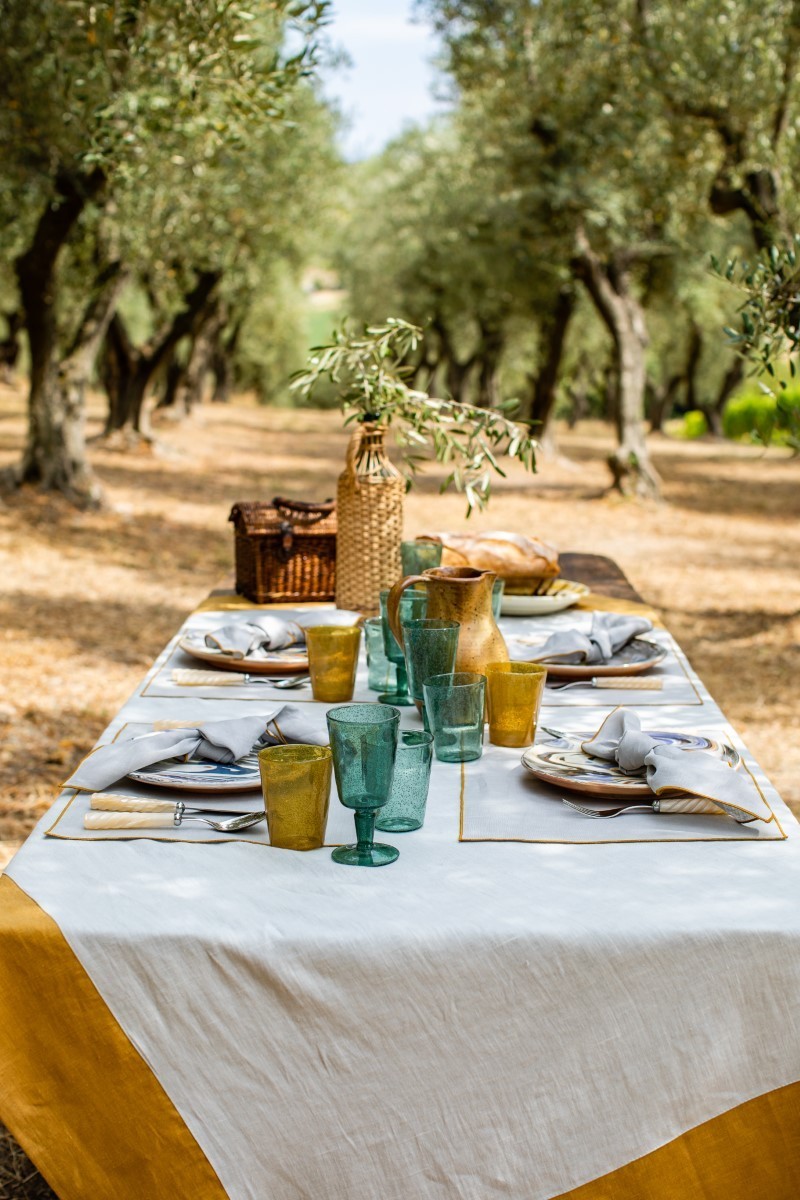 Stain Resistant Linen Bauhaus Tablecloth
