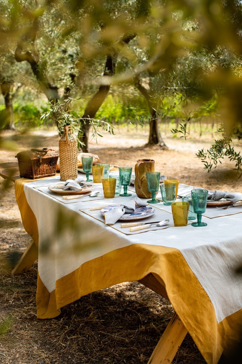 Stain Resistant Linen Bauhaus Tablecloth
