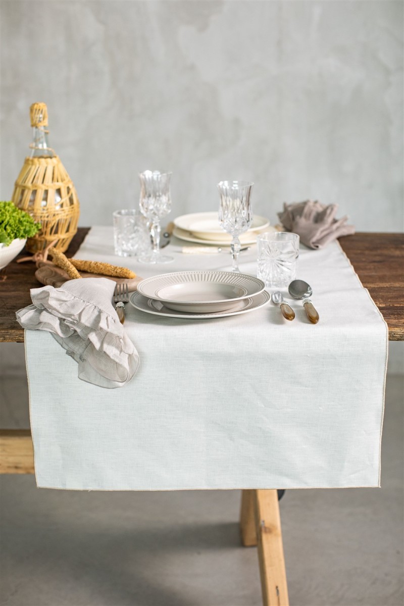 Chemin de table en lin enduit