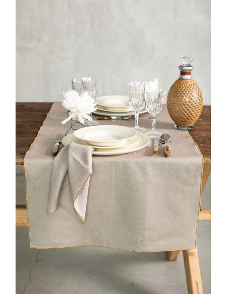 Chemin de table en lin enduit