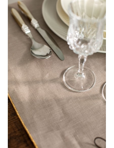 Chemin de table en lin enduit