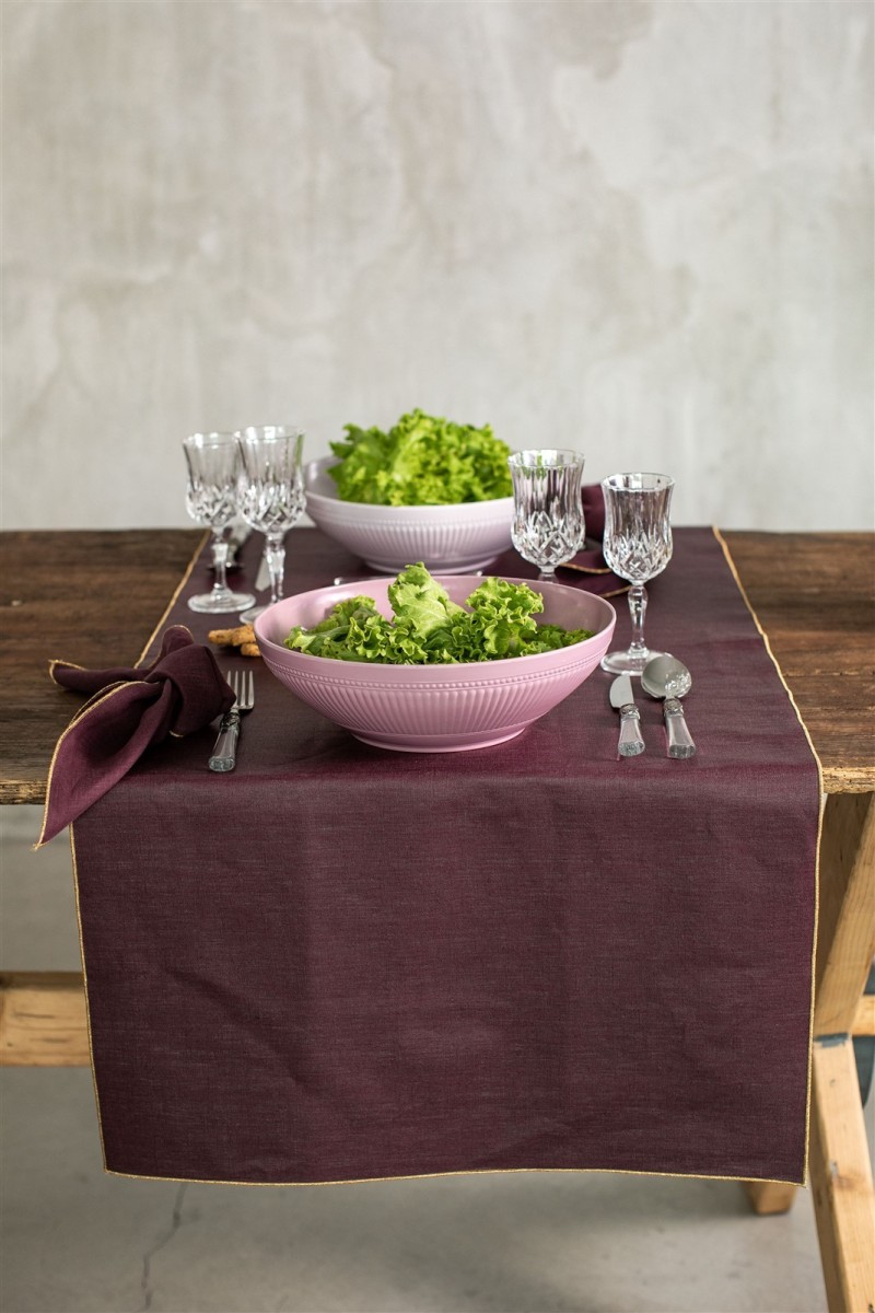 Chemin de table en lin enduit