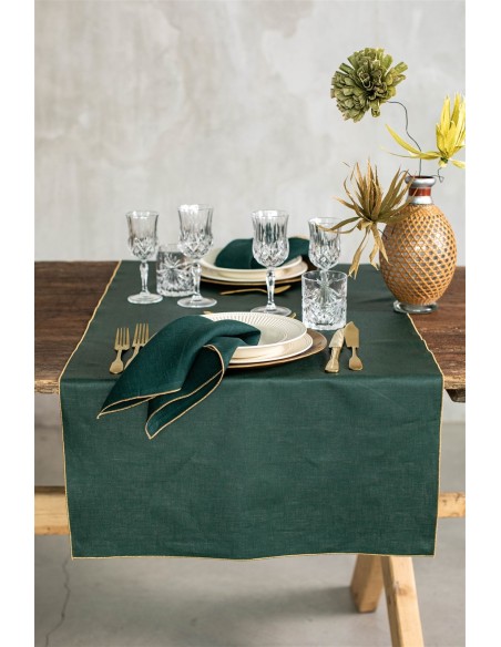 Chemin de table en lin enduit