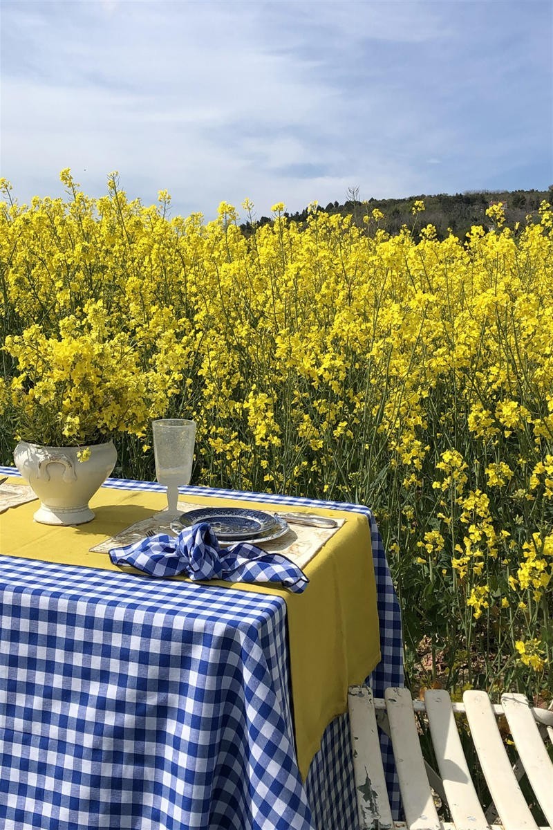 Chemin de table en lin enduit