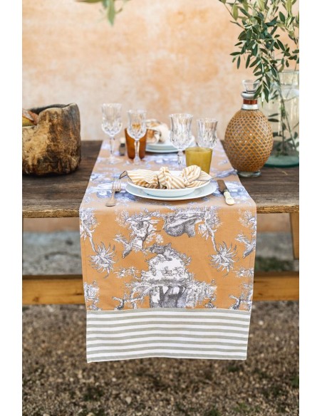 Chemin de table en coton enduit Bauhaus