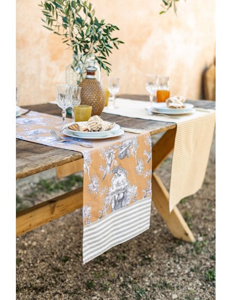 Chemin de table en coton enduit Bauhaus