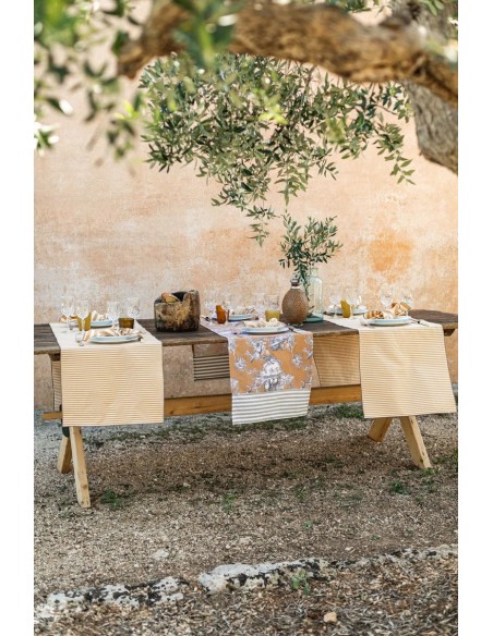 Chemin de table en coton enduit Bauhaus