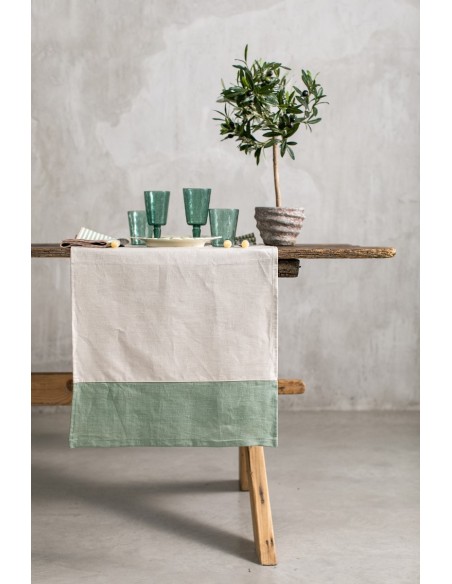 Chemin de table Bauhaus en lin enduit