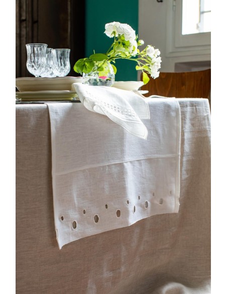 Chemin de table Eva en lin enduit