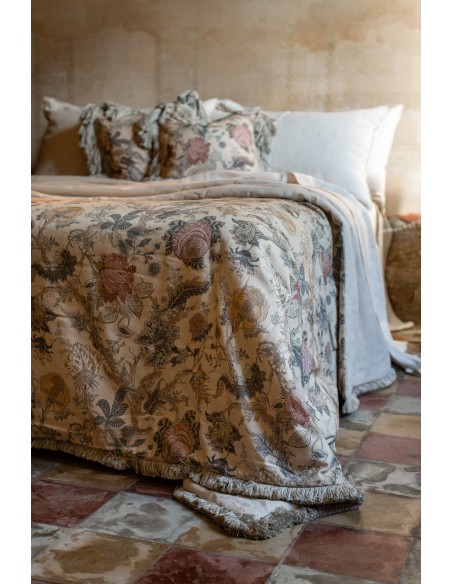 Copriletto Frange in Lino/Cotone