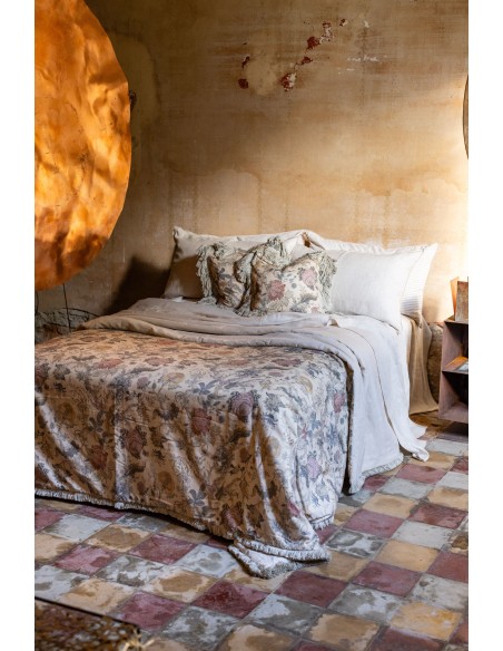 Copriletto Frange in Lino/Cotone