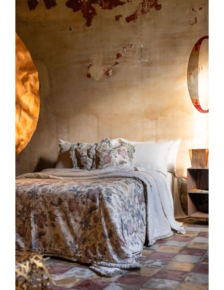 Copriletto Frange in Lino/Cotone