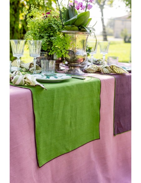 Chemin de table en lin enduit