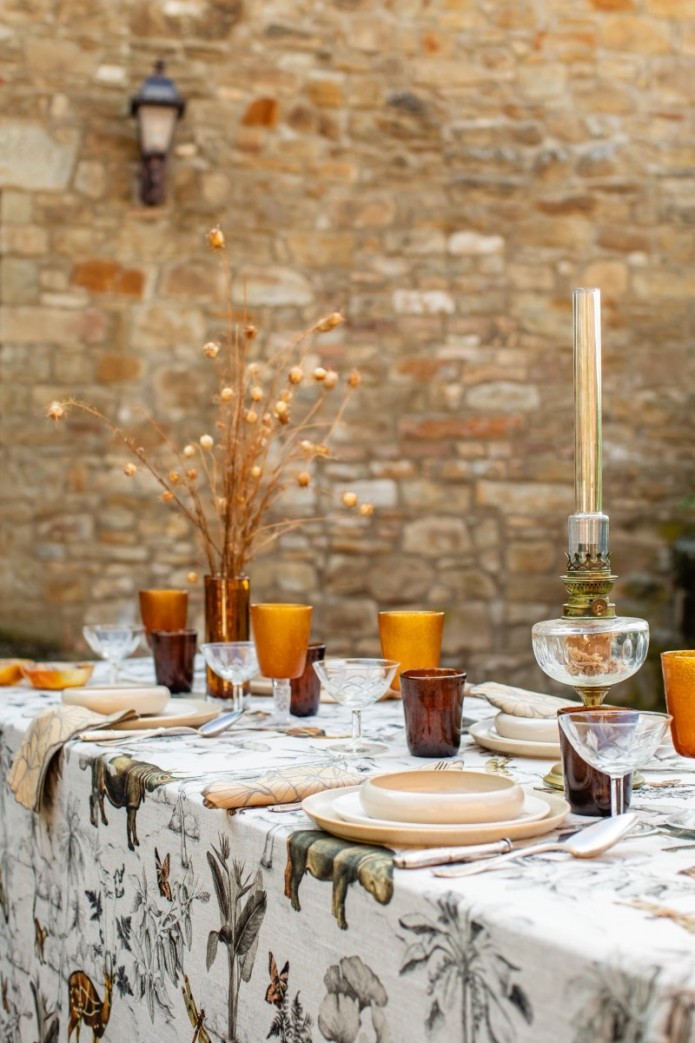 Ginkgo Tablecloth in Viscose Linen