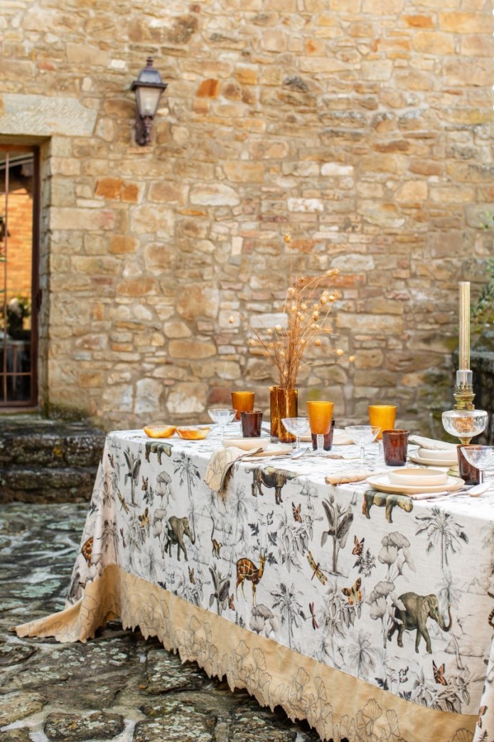 Ginkgo Tablecloth in Viscose Linen 2