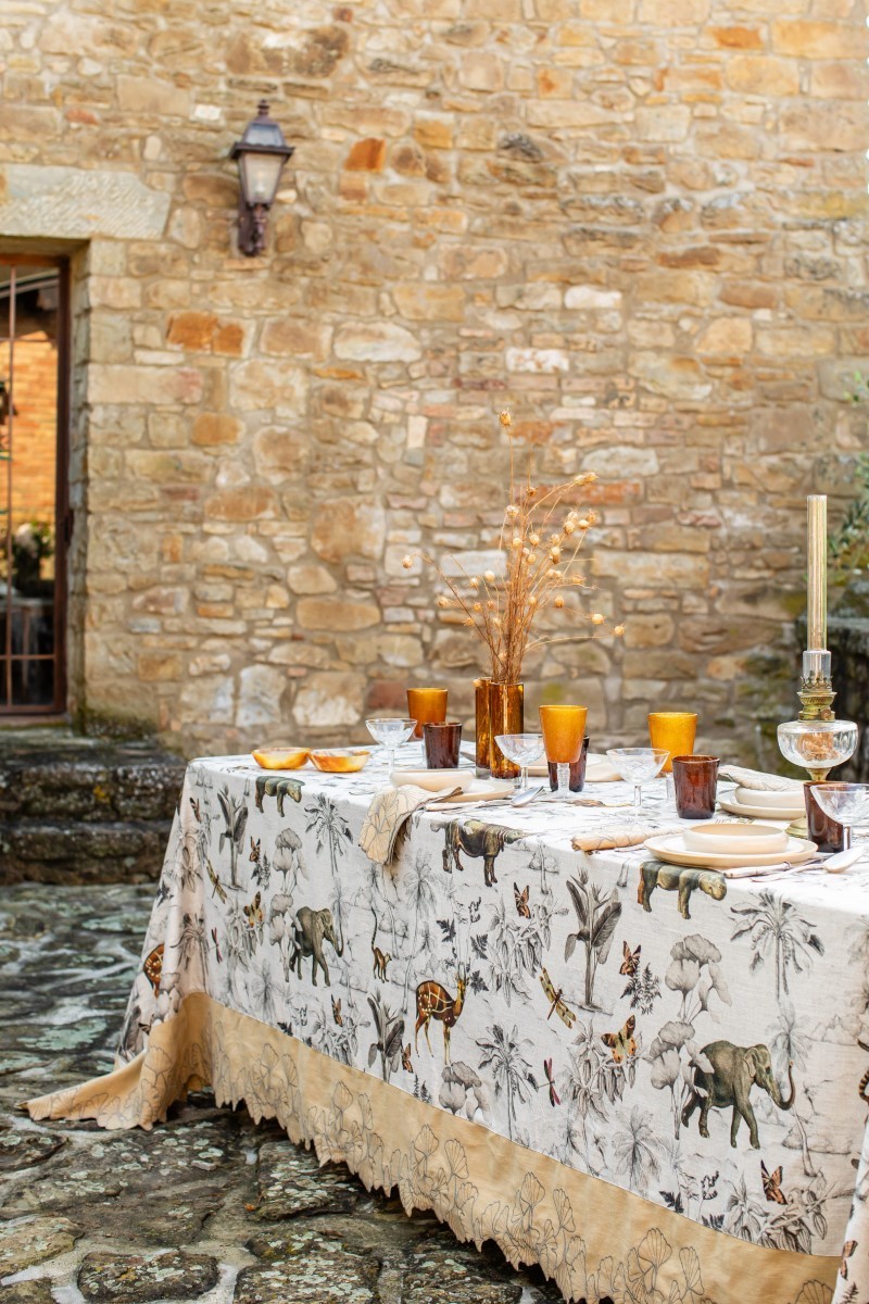 Ginkgo Tablecloth in Viscose Linen