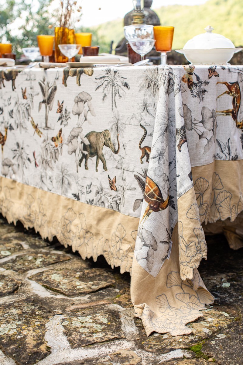 Ginkgo Tablecloth in Viscose Linen