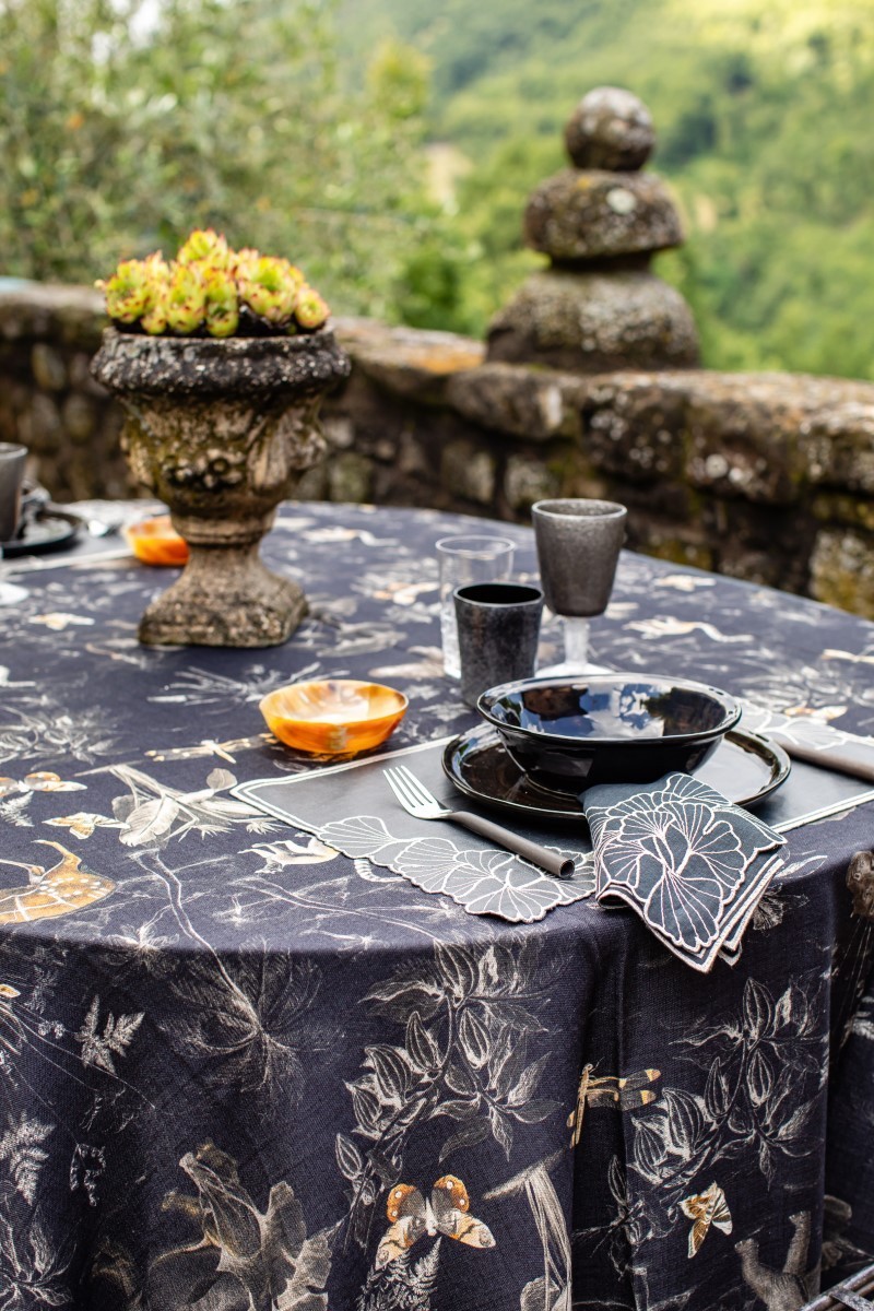 Ginkgo Tablecloth in Viscose Linen