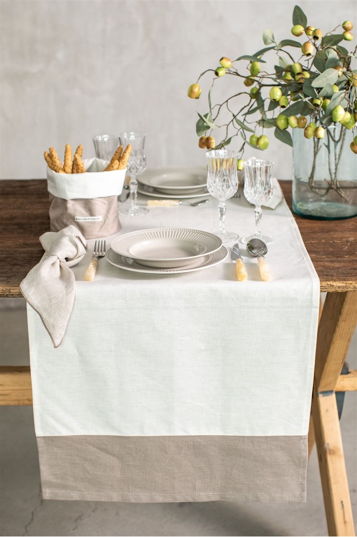 Chemin de table en lin Bauhaus