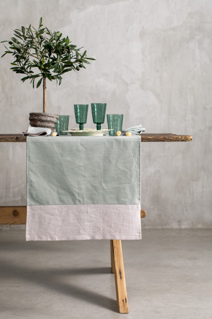 Chemin de table en lin Bauhaus