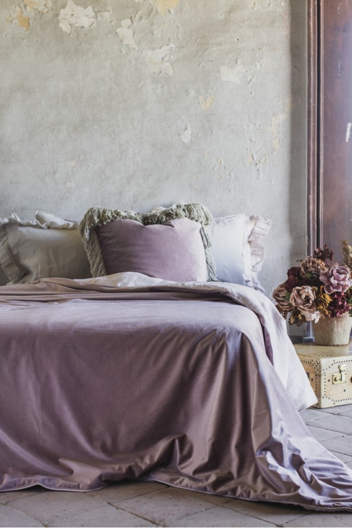 Couvre-lit réversible Pure en velours/lino