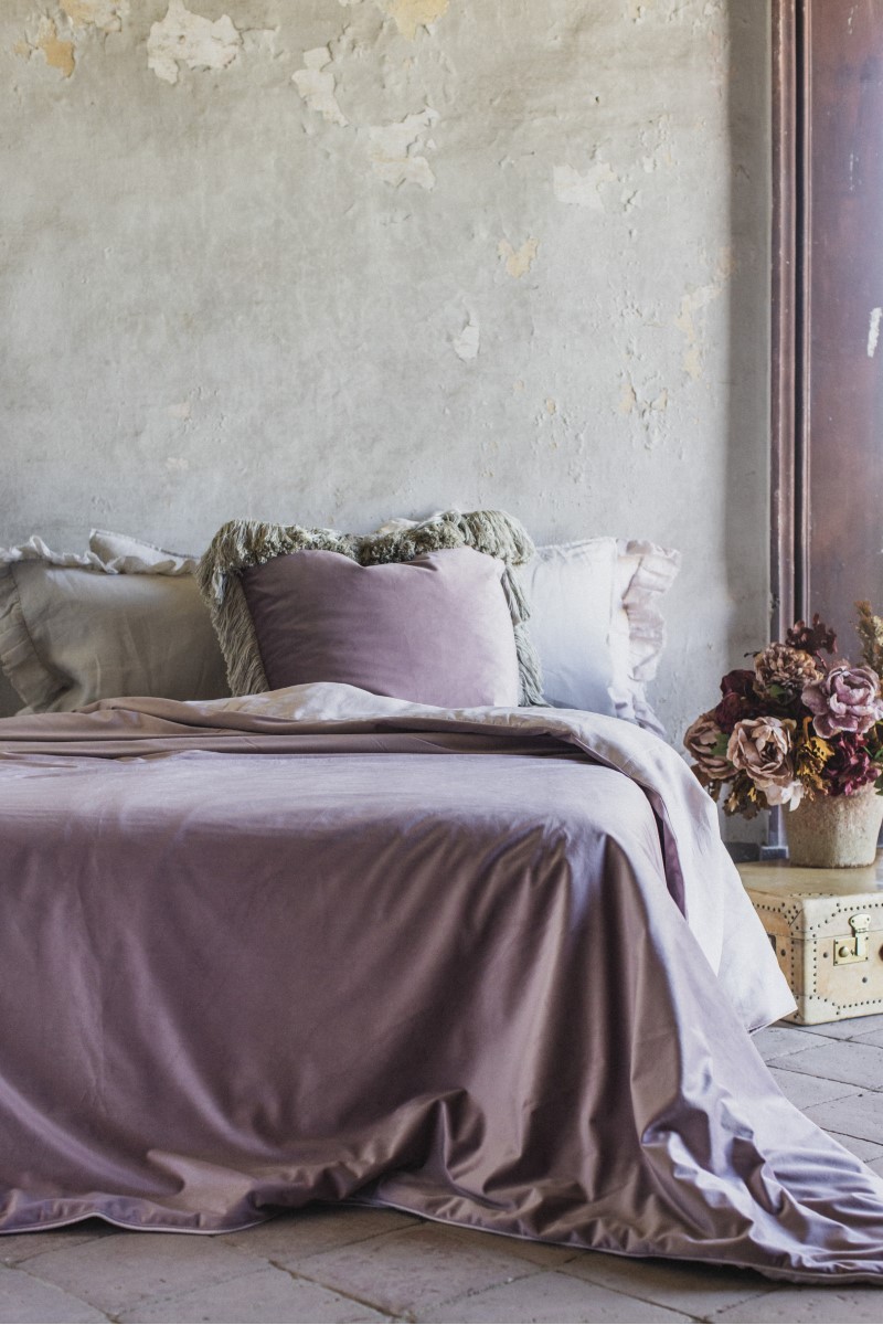 Couvre-lit réversible Pure en velours/lino