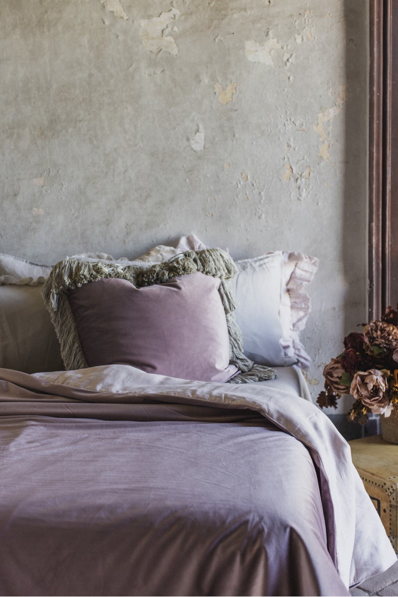 Couvre-lit réversible Pure en velours/lino