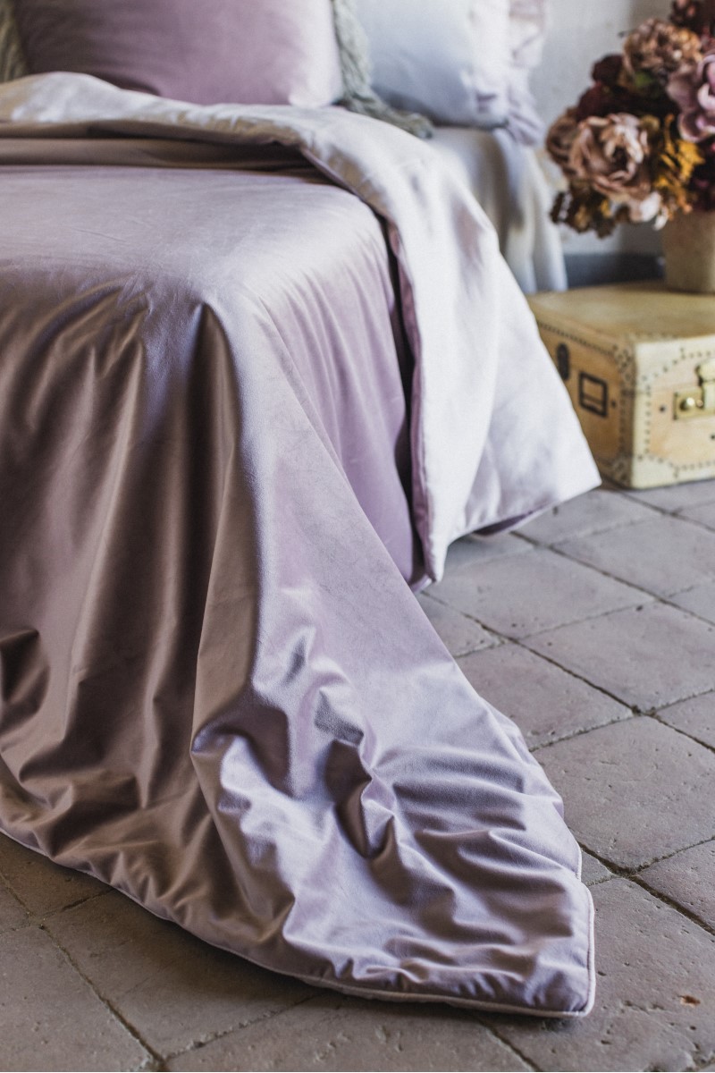 Couvre-lit réversible Pure en velours/lino