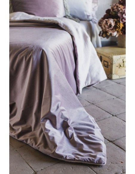 Couvre-lit réversible Pure en velours/lino