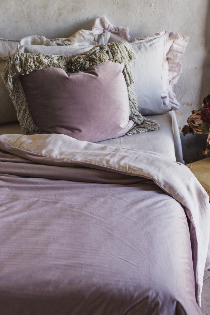 Couvre-lit réversible Pure en velours/lino