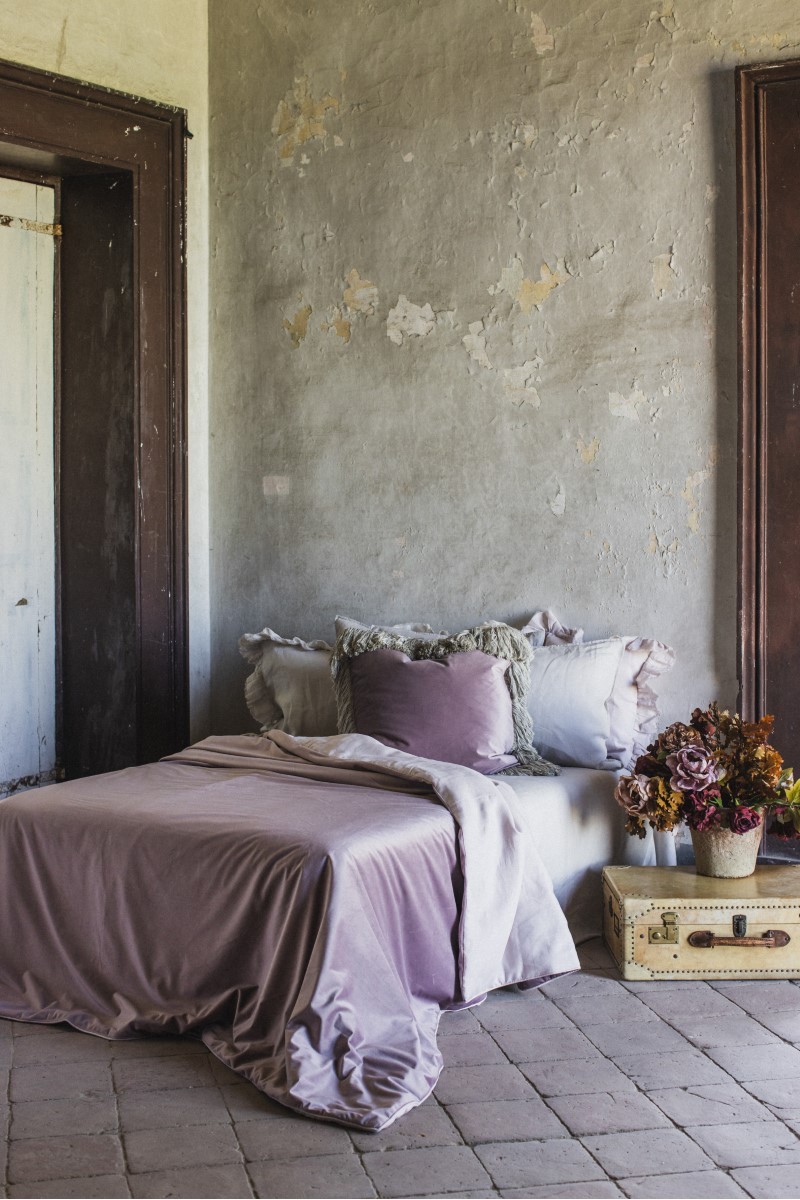 Couvre-lit réversible Pure en velours/lino